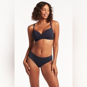 Sea Level Swim Australia Eco Essentials Mid Bikini Pant Black NWT Sizes 4 & 8